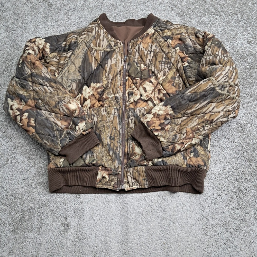 Gamehide Mens Reversible Mossy Oak Camo Brown Quilted Hunting Bomber Jacket L
